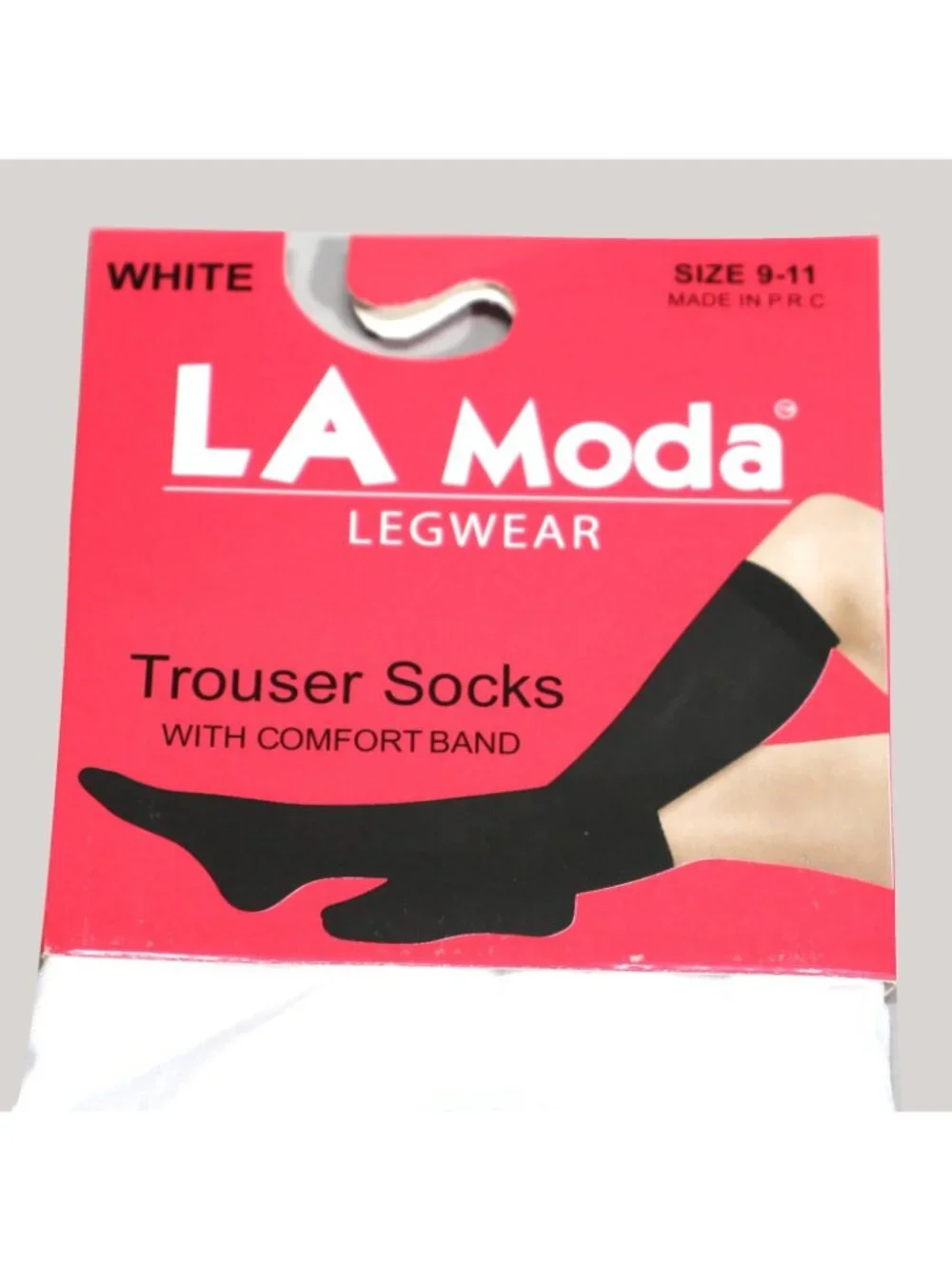 3 Pairs LA Moda Trouser Socks W/ Comfort Band Spandex Size 9-11 White